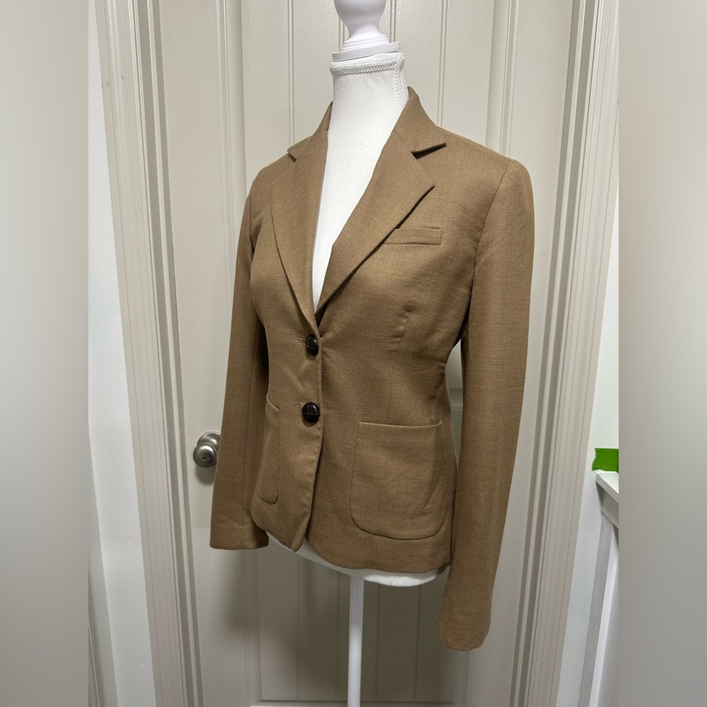 J. Crew Women's wool Tan Blazer with Button Detail